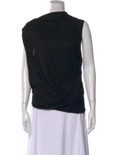 Pre-owned Lanvin Mock Neck Sleeveless Top In Black