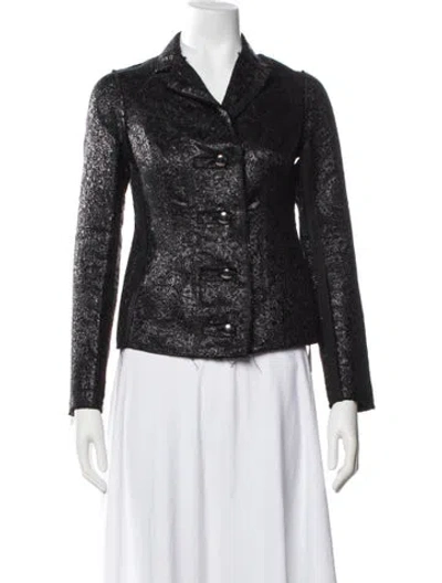 Pre-owned Lanvin Mohair Patterned Blazer In Black