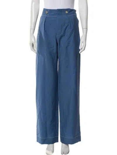 Pre-owned Lanvin Mohair Wide Leg Pants In Blue