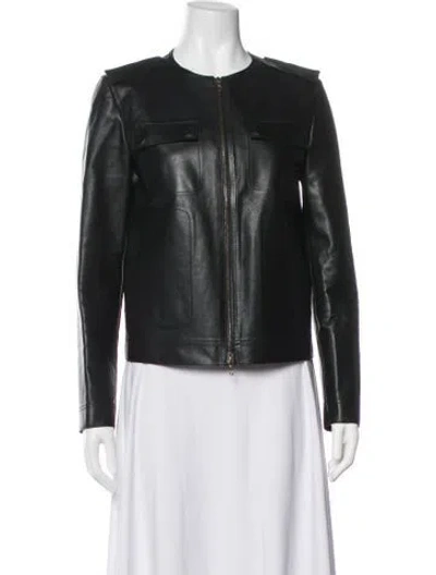 Pre-owned Lanvin Mongolian Lamb Biker Jacket In Blue