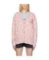 Lanvin Monogram-pattern Knitted Cardigan In Pink