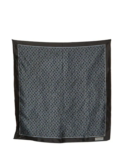 Pre-owned Lanvin Monogram-print Silk Pocket Square