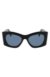 Lanvin Mother & Child Logo Acetate Butterfly Sunglasses In Black