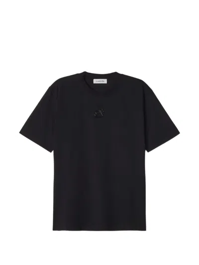 Lanvin Mother And Child Embroidered Cotton Jersey T-shirt In Black