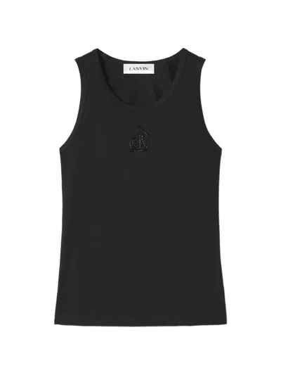Lanvin Mother And Daughter Bead-embellished Tank Top In Black