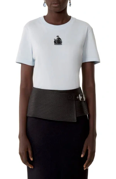 Lanvin Mother And Daughter Embroidered Cotton Jersey T-shirt In Pale Blue