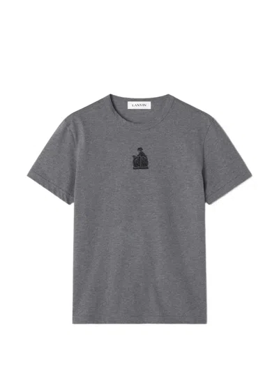 Lanvin Mother And Daughter Embroidered Jersey T-shirt In Gray