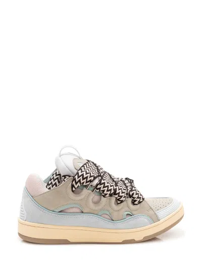 Lanvin Multi Color Woven Curb Sneakers In Blue