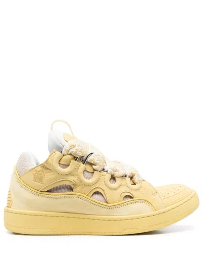 Lanvin Multi-panel Lace-up Sneakers In Gelb