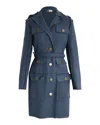 Lanvin Multi-pocket Belted Coat In Blue Wool In Blue