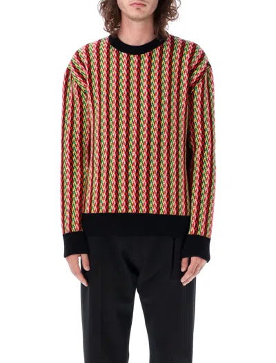 Lanvin Multicolor Chevron Knit Sweater For Men