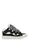 LANVIN MULTICOLOR LEATHER AND FABRIC CURB SNEAKERS