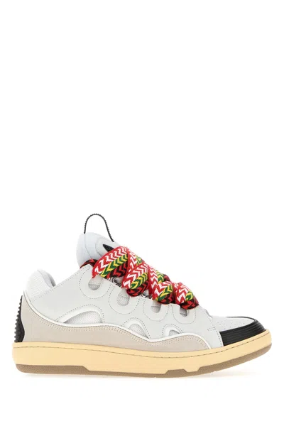 Lanvin Multicolor Leather And Fabric Curb Sneakers In White