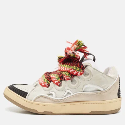 Pre-owned Lanvin Multicolor Leather And Suede Curb Chunky Sneakers Size 40