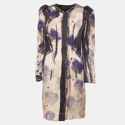 Pre-owned Lanvin Multicolor Printed Satin Midi Dress S