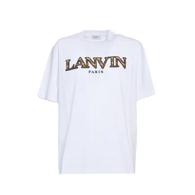 Lanvin Multicolored Logo Patch Curb T-shirt In White Cotton