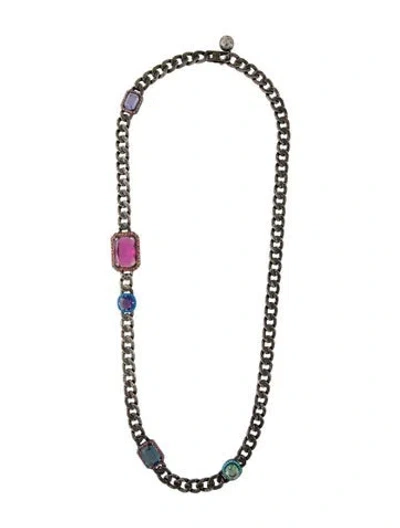 Pre-owned Lanvin Multi-crystal Station Necklace, 35"