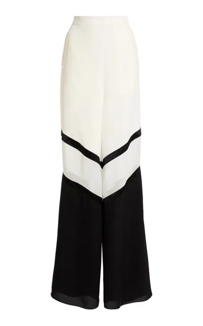 Lanvin Multi-panel Wide-leg Silk-blend Trousers In White