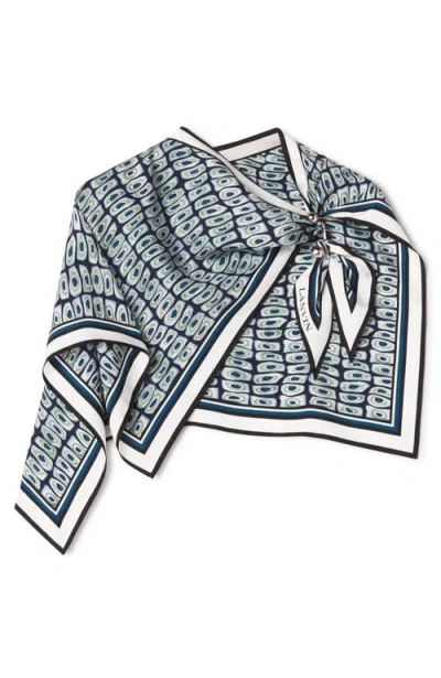 Lanvin Murano Print Silk Scarf With Jewelry Fastener In Blue
