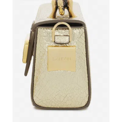Lanvin Nano Pencil Cat Bag In Crackled Metallic Leather In Gold