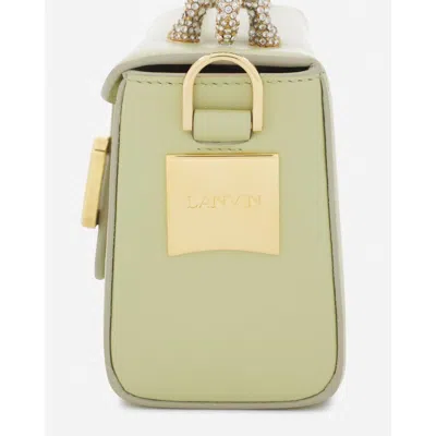 Lanvin Nano Pencil Cat Bag In Leather And Rhinestones In Almond-vanilla