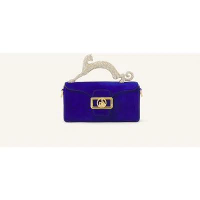 Lanvin Nano Pencil Cat Leather Bag In Blue