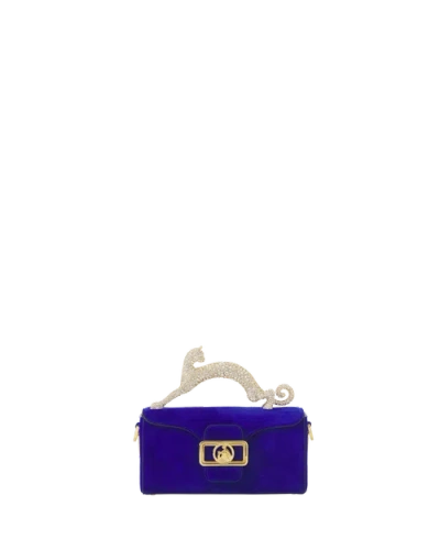 Lanvin Nano Pencil Cat Leather Bag In Blue