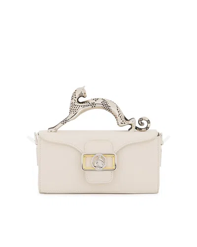 Lanvin Womens Chalk Silver Pencil Cat Nano Leather Top-handle Bag