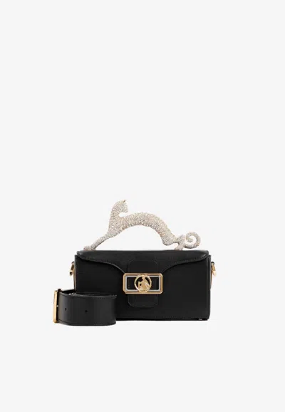Lanvin Nano Pencil Cat Strass Handbag In Black