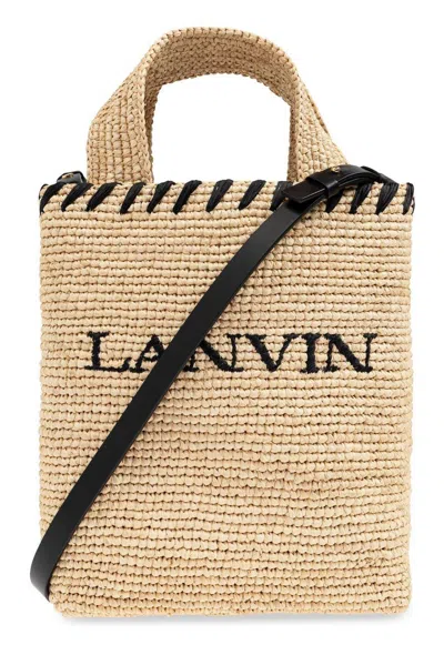 Lanvin Nano Tote Bag In Natural Black