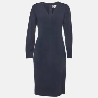 Lanvin Navy Blue Crepe Shift Mini Dress