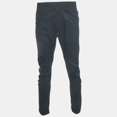 Pre-owned Lanvin Navy Blue Gabardine Trousers L