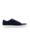Lanvin Navy Blue Spliced Casual Sneakers In Black