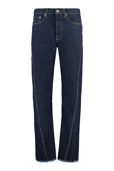 Lanvin Navy Blue Twisted Denim Chino Trousers For Men