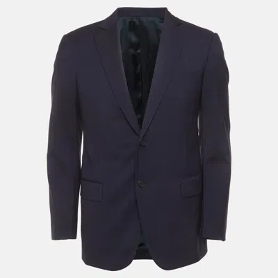 Pre-owned Lanvin Navy Blue Windowpane Wool Single Breasted Blazer M
