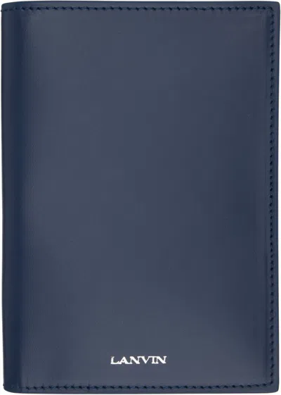 Lanvin Navy Calfskin Passport Holder In Petrol Blue281