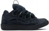 Lanvin Navy Leather Curb Sneakers