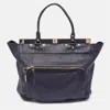 LANVIN NAVY LEATHER MAGNETIC FRAME TOTE
