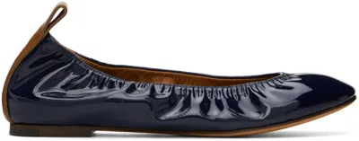 LANVIN NAVY PATENT LEATHER BALLERINA FLATS