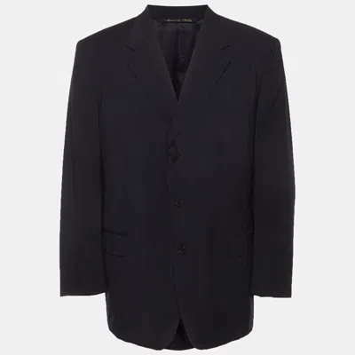 Pre-owned Lanvin Navy Wool Blend Single Breasted Blazer Xxxl In Blue