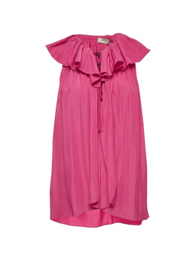 Pre-owned Lanvin Neck-tie Blouse In Pink
