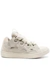 LANVIN NEUTRAL CURB PANELLED SNEAKERS - MEN'S - FABRIC/CALF LEATHER/CALF LEATHERRUBBER