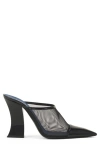 Lanvin Mesh Mule Pumps Pointed Toe Geometric Heel In Black