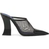 Lanvin Mesh Mule Pumps Pointed Toe Geometric Heel In Black