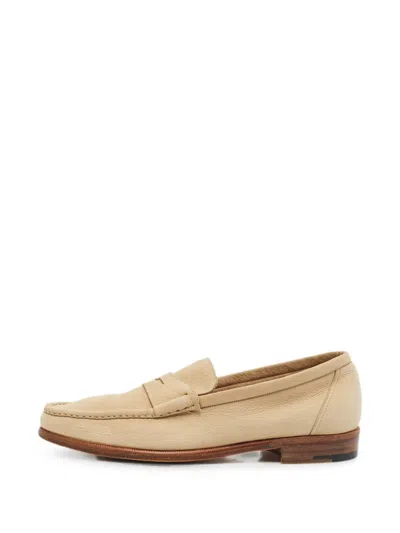 Pre-owned Lanvin Nubuck Leather Loafers In Neutrals