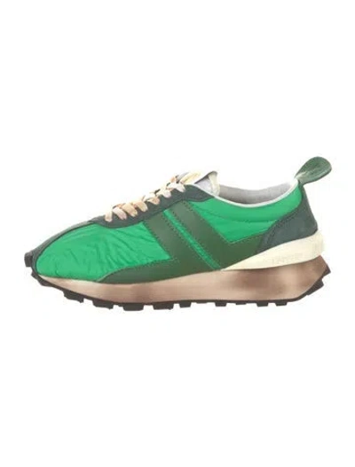 Pre-owned Lanvin Nylon Colorblock Pattern Sneakers In Green