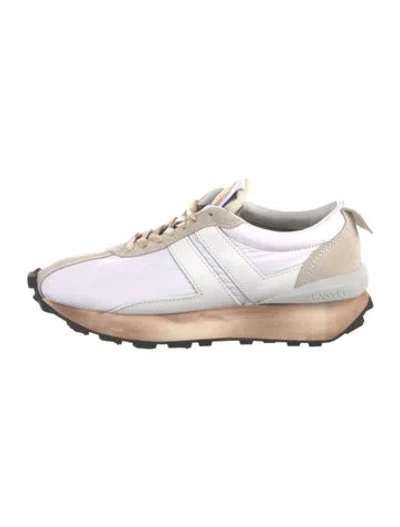 Pre-owned Lanvin Nylon Colorblock Pattern Sneakers In White