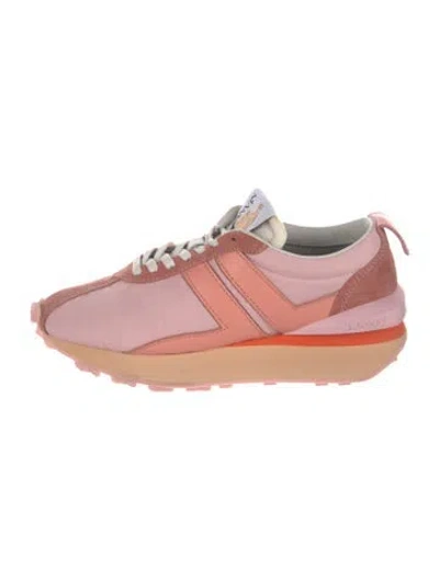 Pre-owned Lanvin Nylon Leather Trim Embellishment Athletic Sneakers In Pink