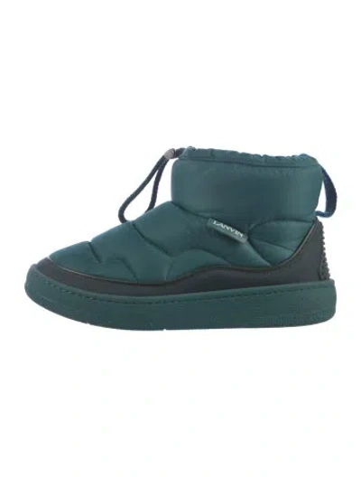 Pre-owned Lanvin Nylon Leather Trim Embellishment Boots In Blue