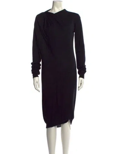 Pre-owned Lanvin Nylon Midi Length Dress In Black